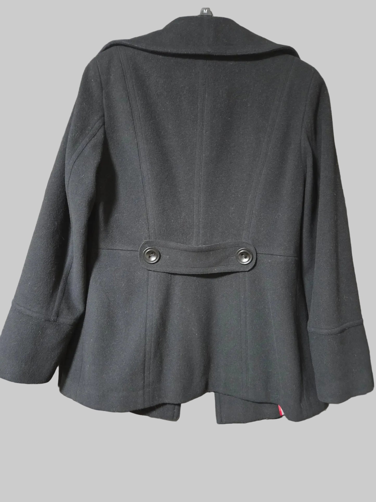 Calvin Klein Black Wool Blend Pea Coat Double Breasted Tailored Jacket~ Womens 8 POS Nerds