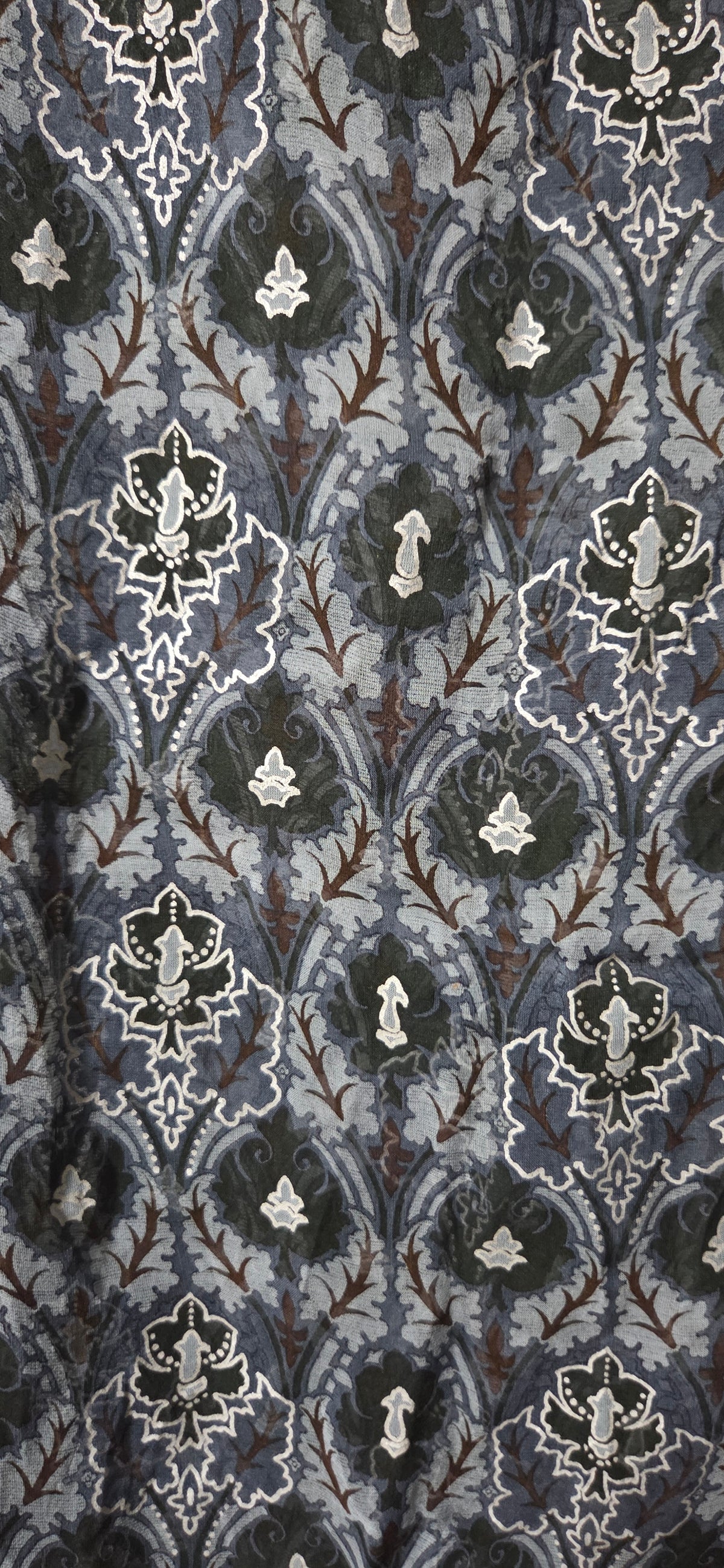 Vintage Blue Gray Damask Scarf Ornate Tapestry Print Lightweight Oblong Wrap POS Nerds