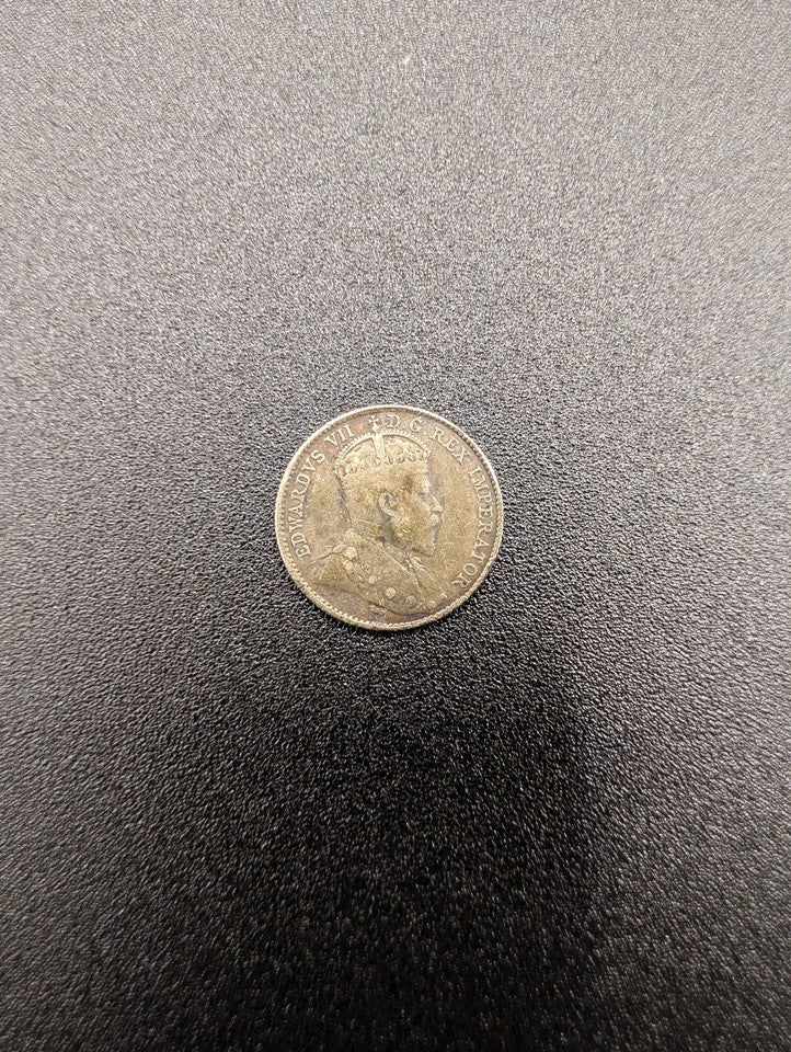 1910 Canada Silver 5 Cents Edward VII Fishscale Coin - 92.5% Sterling Silver POS Nerds
