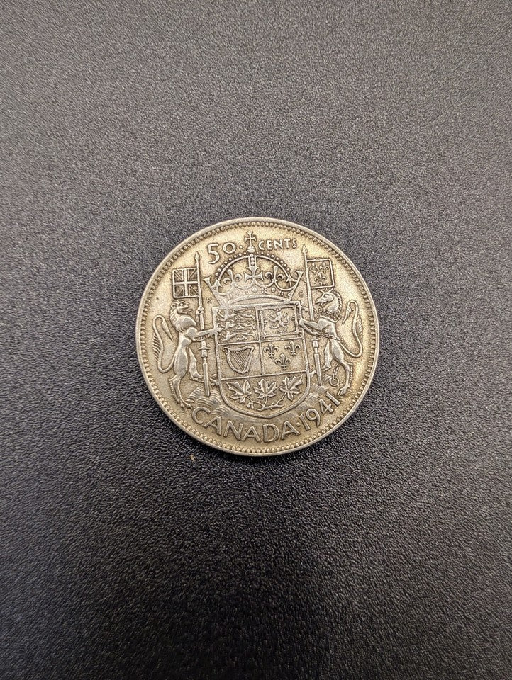 1941 Canada Silver 50 Cents Coin George VI Canadian Half Dollar POS Nerds