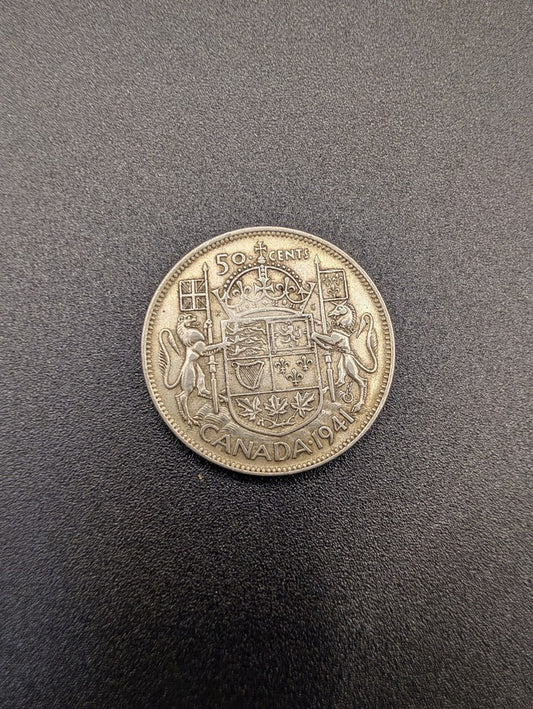 1941 Canada Silver 50 Cents Coin George VI Canadian Half Dollar POS Nerds