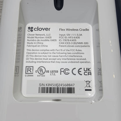 Clover Flex 3 Wireless Charging Cradle/ Base/ Docking Station ~ K405 w/ Pwr. Pk POS Nerds