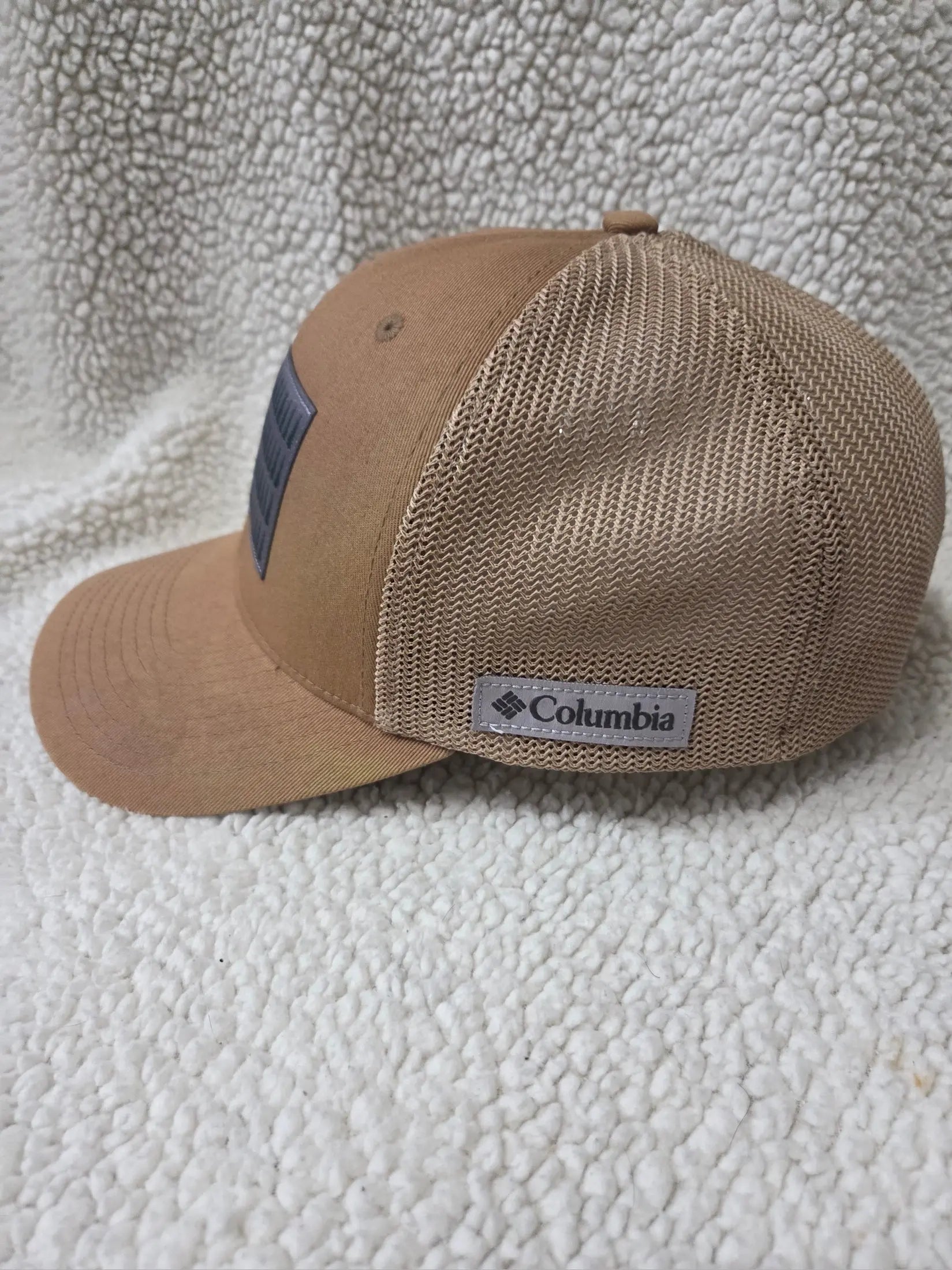 Columbia Brown Mesh Flexfit L/XL Tree/Flag Baseball/ Trucker Hat POS Nerds