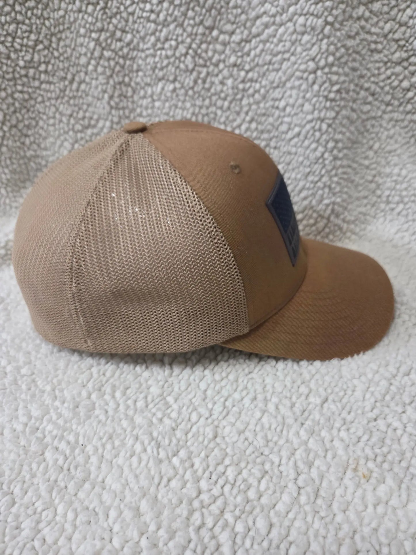 Columbia Brown Mesh Flexfit L/XL Tree/Flag Baseball/ Trucker Hat POS Nerds