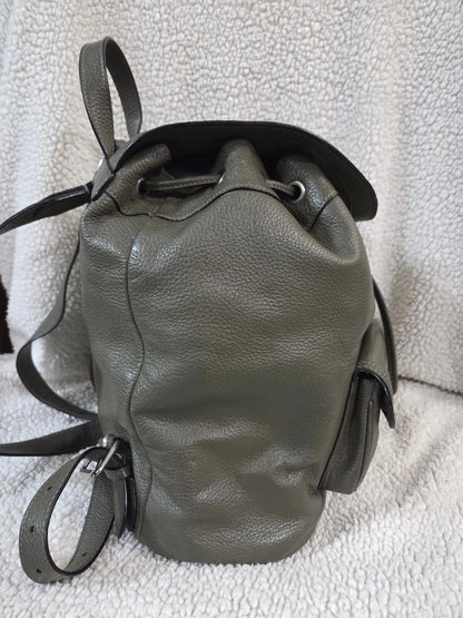 Coach Pennie Pebbled Drawstring Leather Backpack ~ Olive Green POS Nerds
