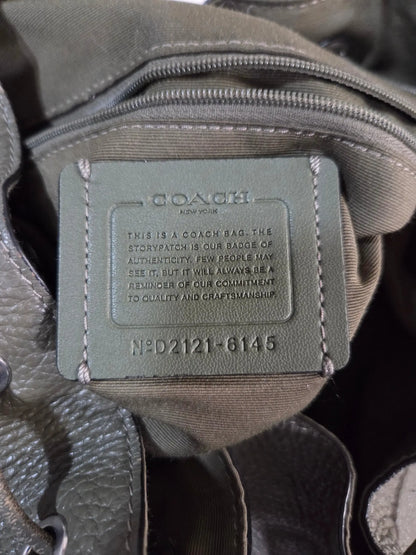 Coach Pennie Pebbled Drawstring Leather Backpack ~ Olive Green POS Nerds