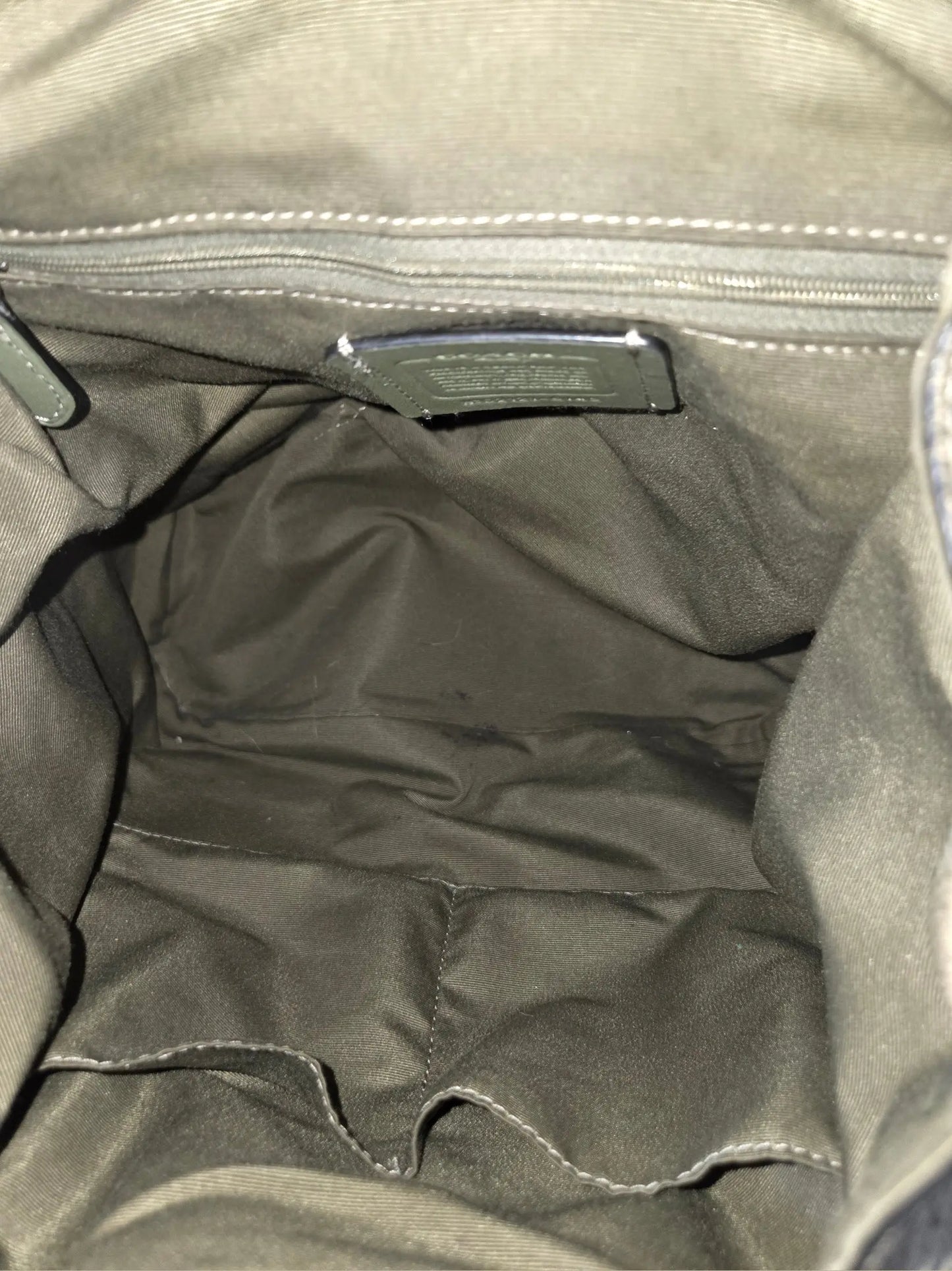 Coach Pennie Pebbled Drawstring Leather Backpack ~ Olive Green POS Nerds