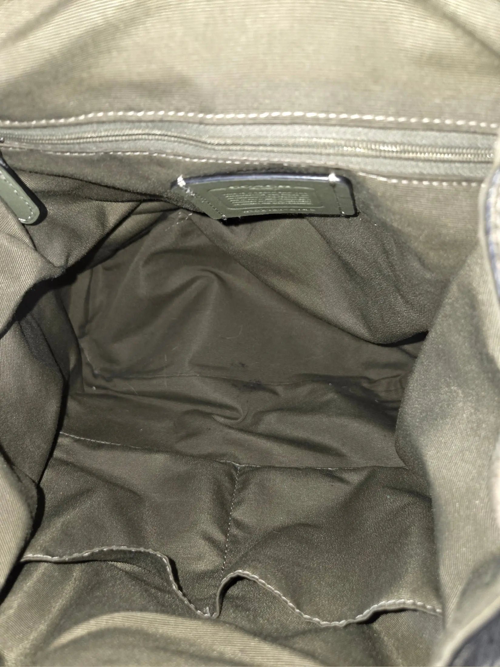 Coach Pennie Pebbled Drawstring Leather Backpack ~ Olive Green POS Nerds