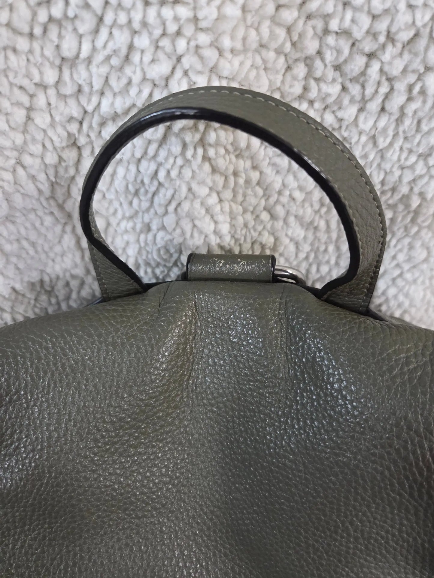 Coach Pennie Pebbled Drawstring Leather Backpack ~ Olive Green POS Nerds