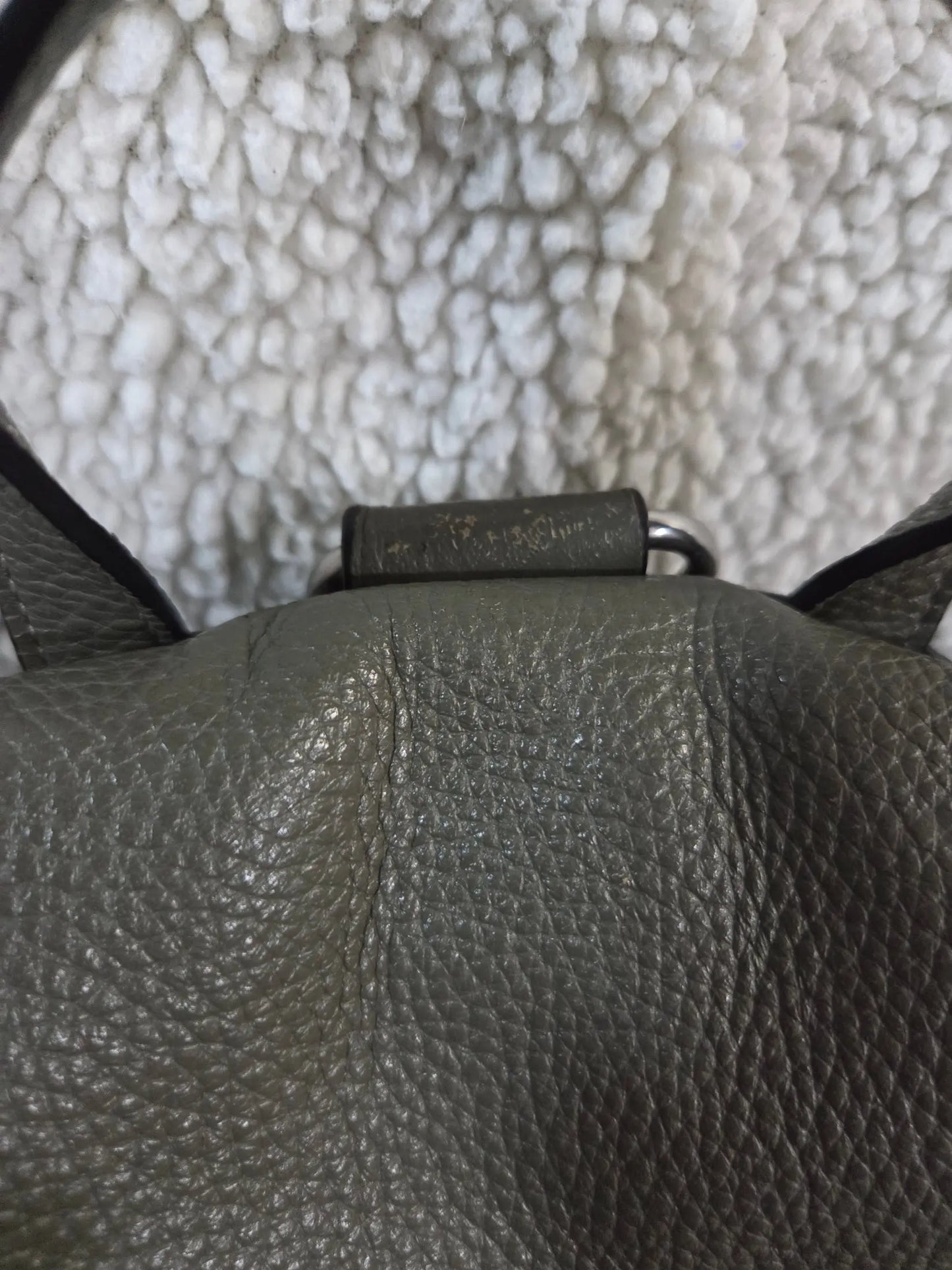 Coach Pennie Pebbled Drawstring Leather Backpack ~ Olive Green POS Nerds