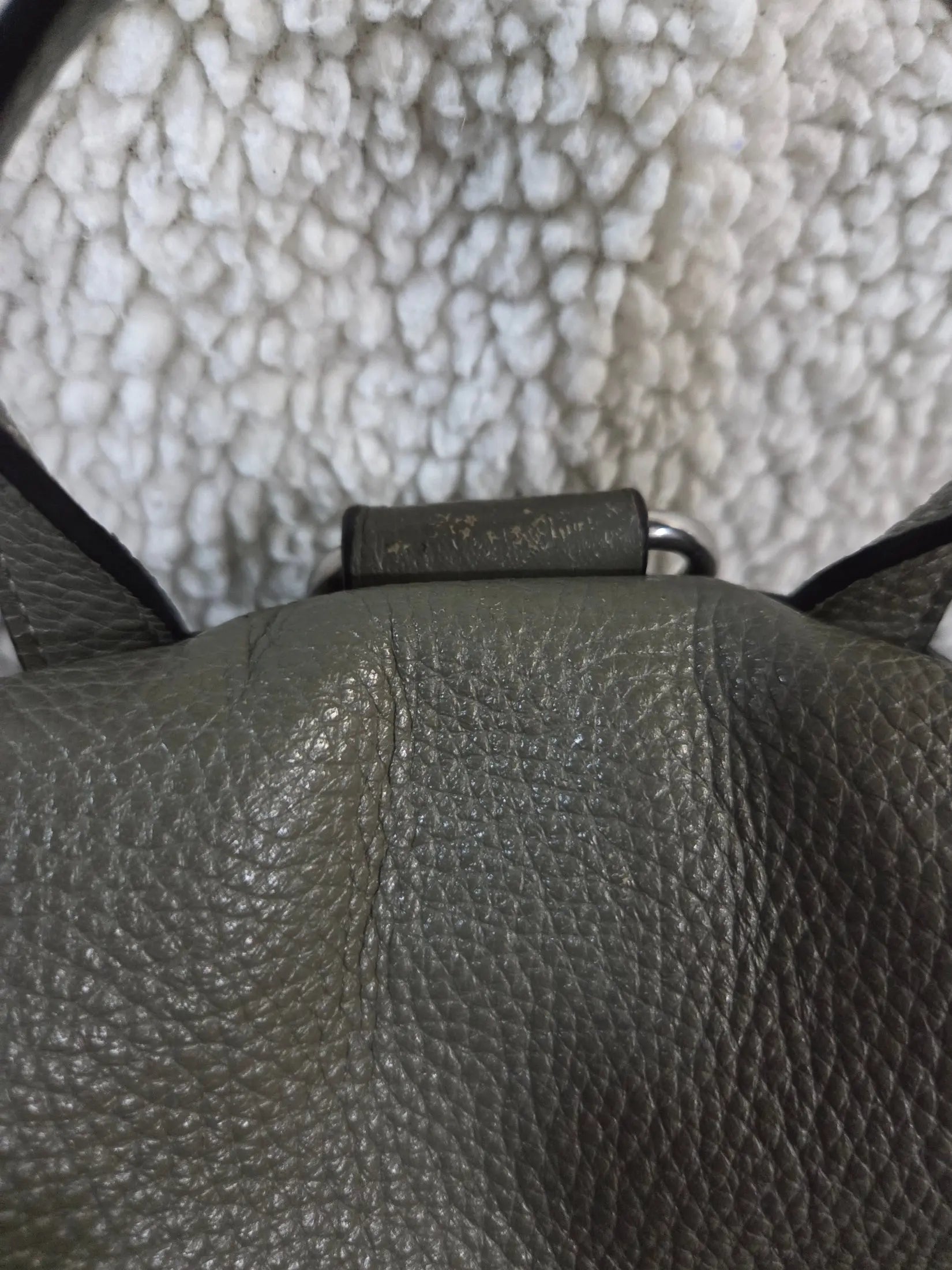 Coach Pennie Pebbled Drawstring Leather Backpack ~ Olive Green POS Nerds