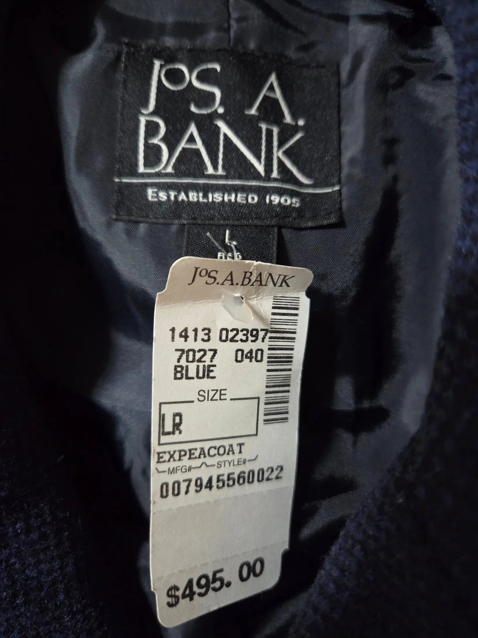 NWT ~ Jos.A.Bank Navy Reserve Double Breasted Wool Winter Peacoat ~ Men's Large POS Nerds