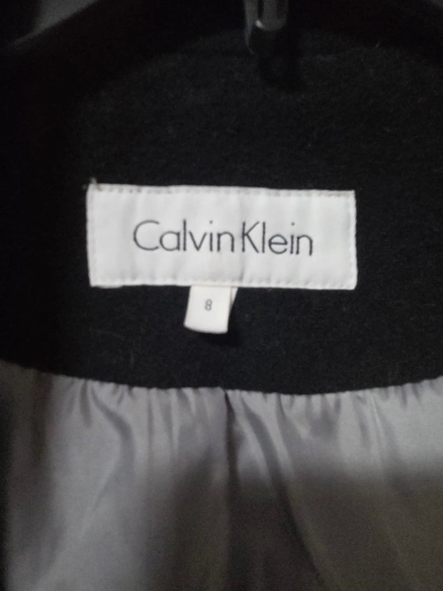Calvin Klein Black Wool Blend Pea Coat Double Breasted Tailored Jacket~ Womens 8 POS Nerds