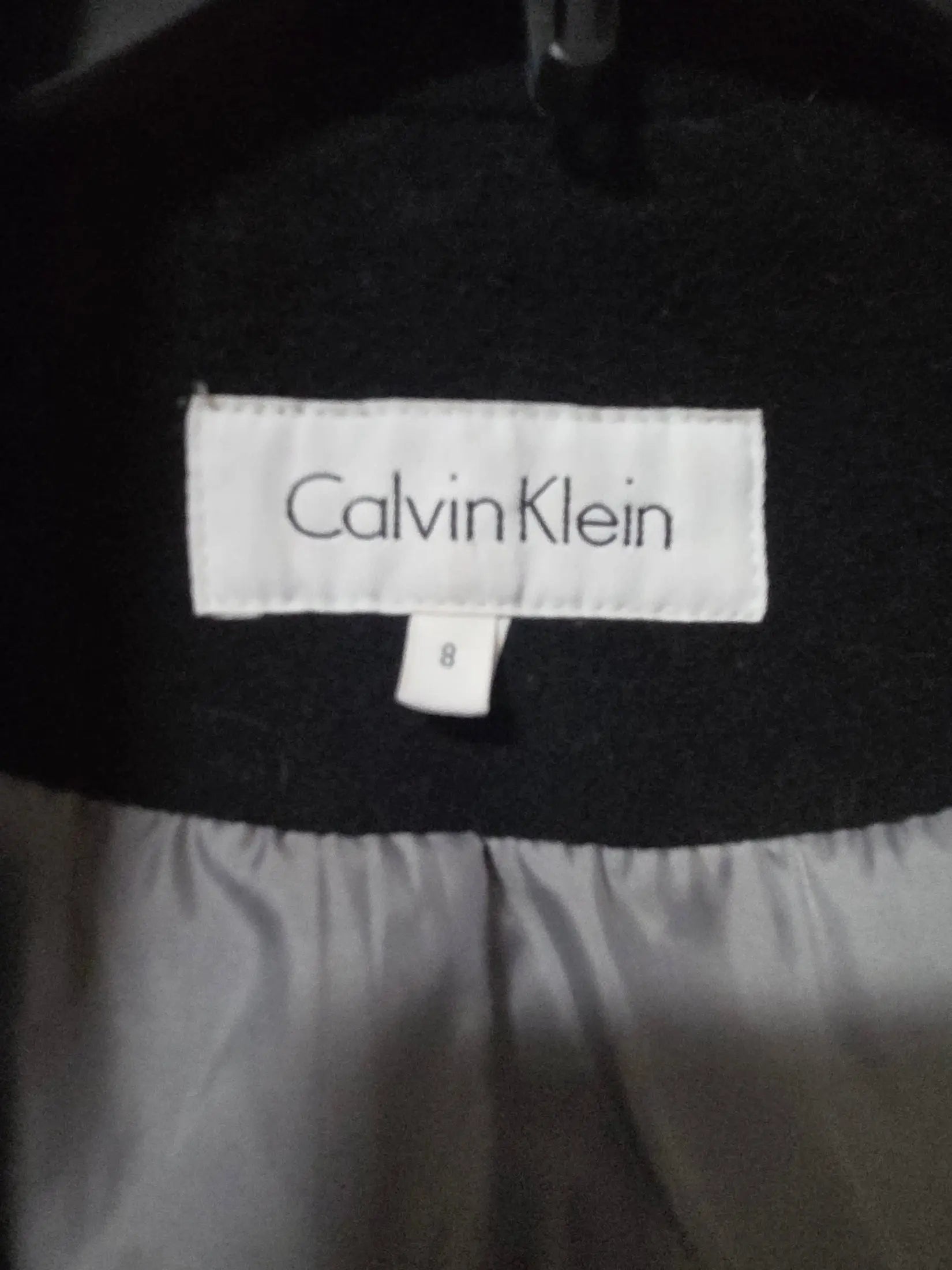 Calvin Klein Black Wool Blend Pea Coat Double Breasted Tailored Jacket~ Womens 8 POS Nerds