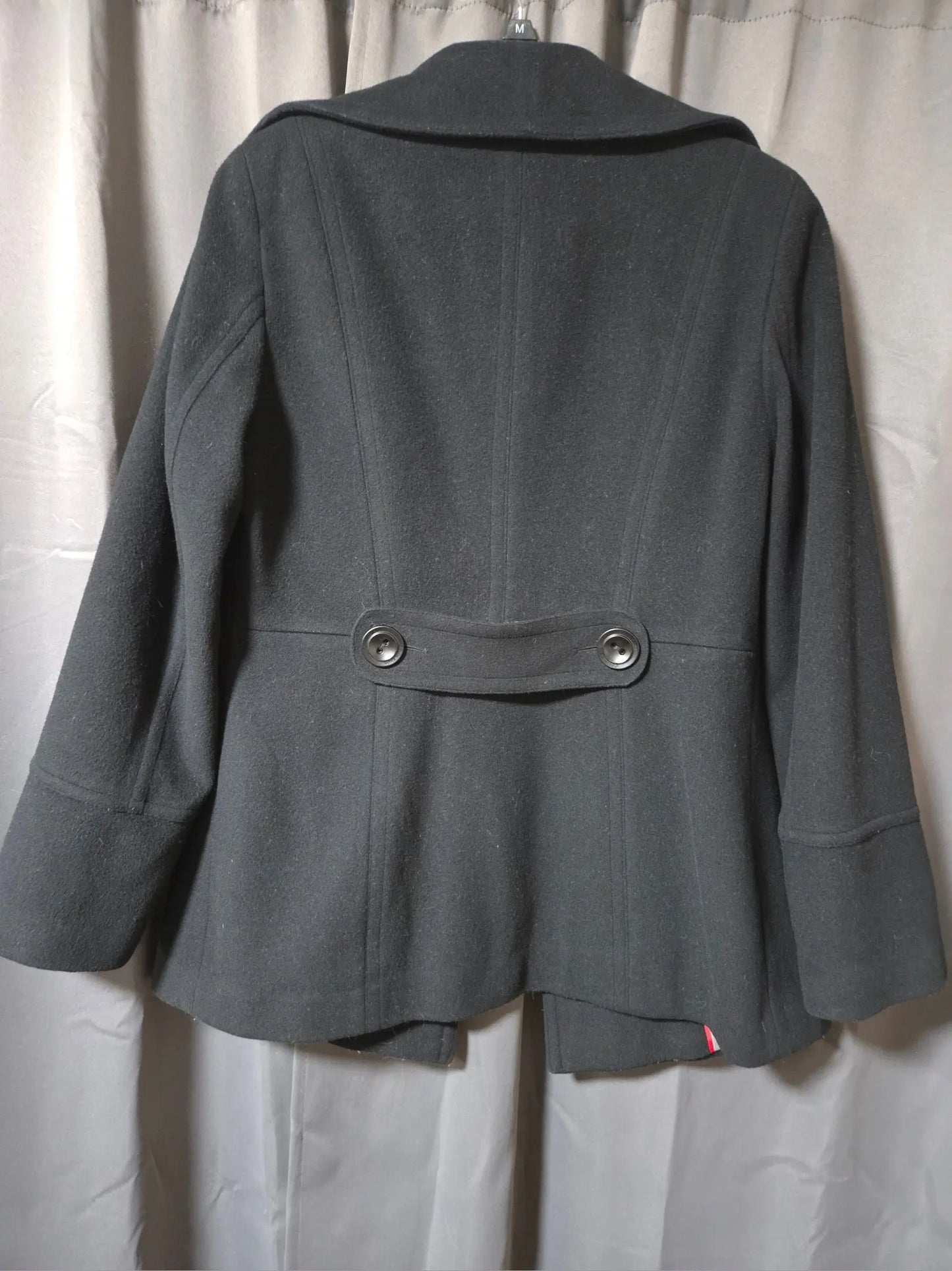 Calvin Klein Black Wool Blend Pea Coat Double Breasted Tailored Jacket~ Womens 8 POS Nerds