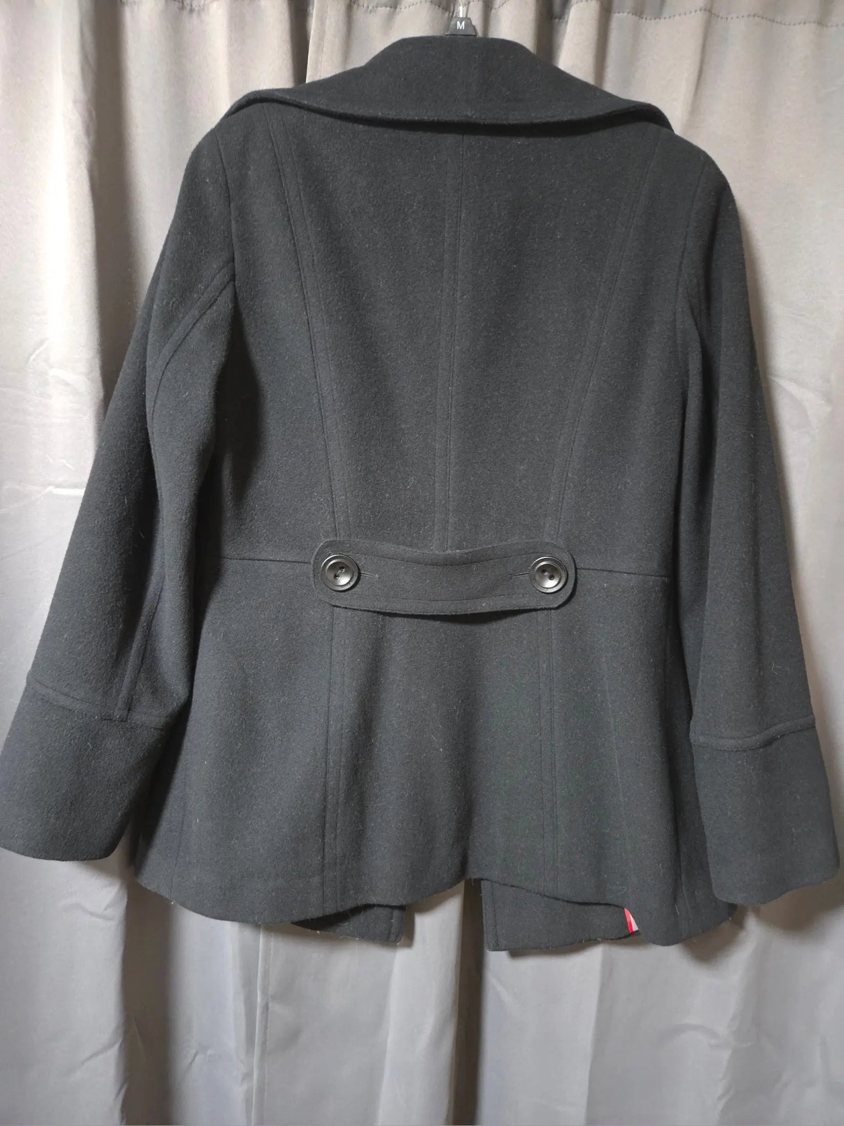 Calvin Klein Black Wool Blend Pea Coat Double Breasted Tailored Jacket~ Womens 8 POS Nerds