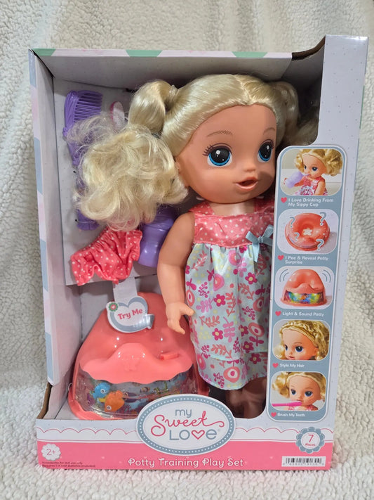 My Sweet Love Potty Training Play Set - Blonde Doll ~ 7 Piece Set POS Nerds