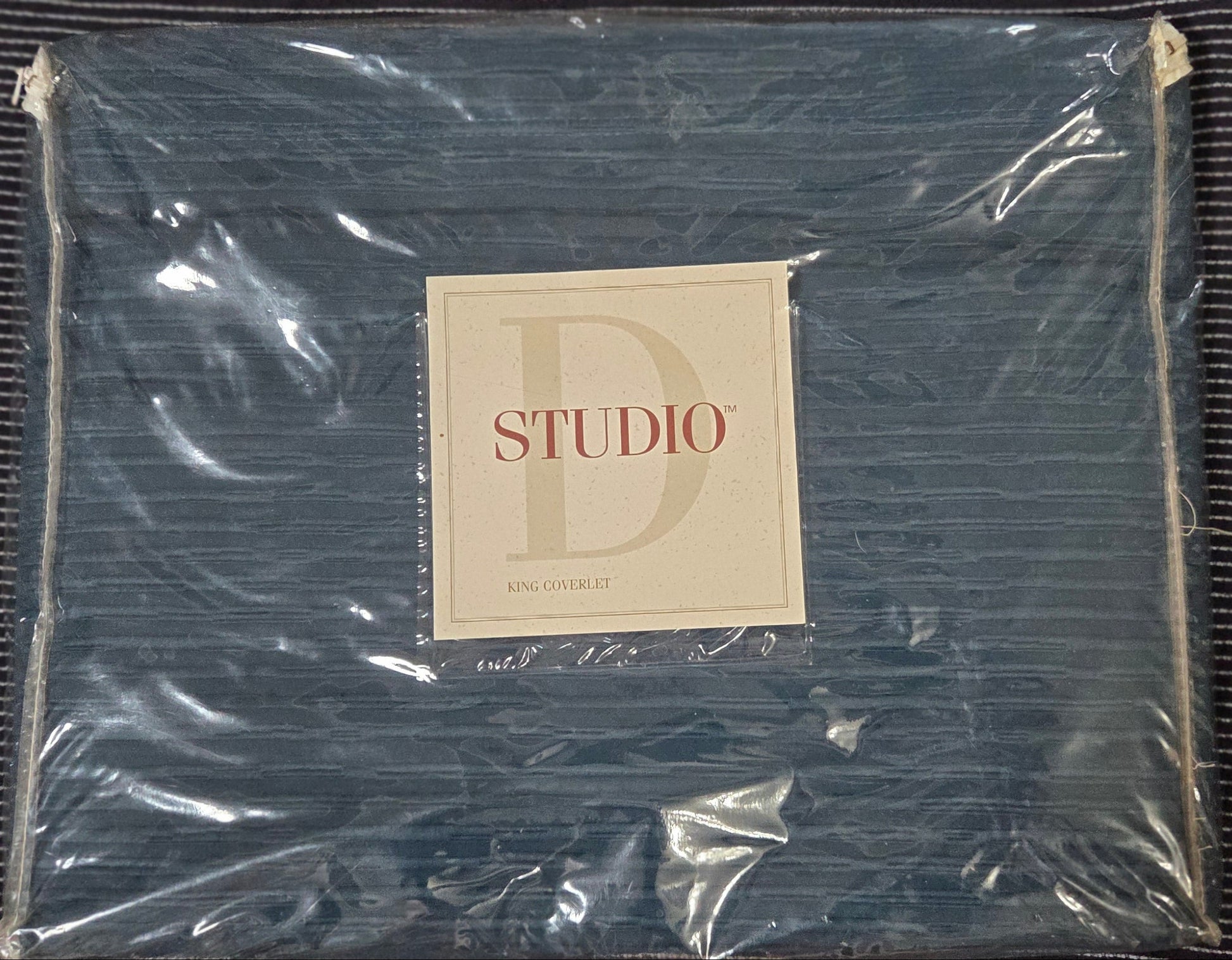 Dillards Studio D King Coverlet ~ Deep Blue Ribbed Texture ~ 100% Cotton ~ NWOT POS Nerds
