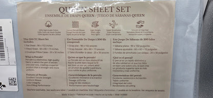 New Linen Home~Queen Size Sheet Set~200 Thread Percale~Blue Duck Egg~100% Cotton POS Nerds