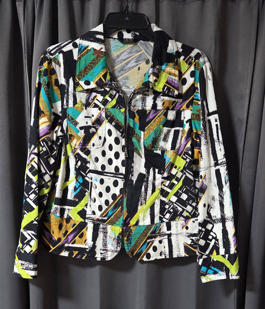 Toni Morgan Abstract Geometric Art to Wear Zip Front Jacket– Petite Medium POS Nerds
