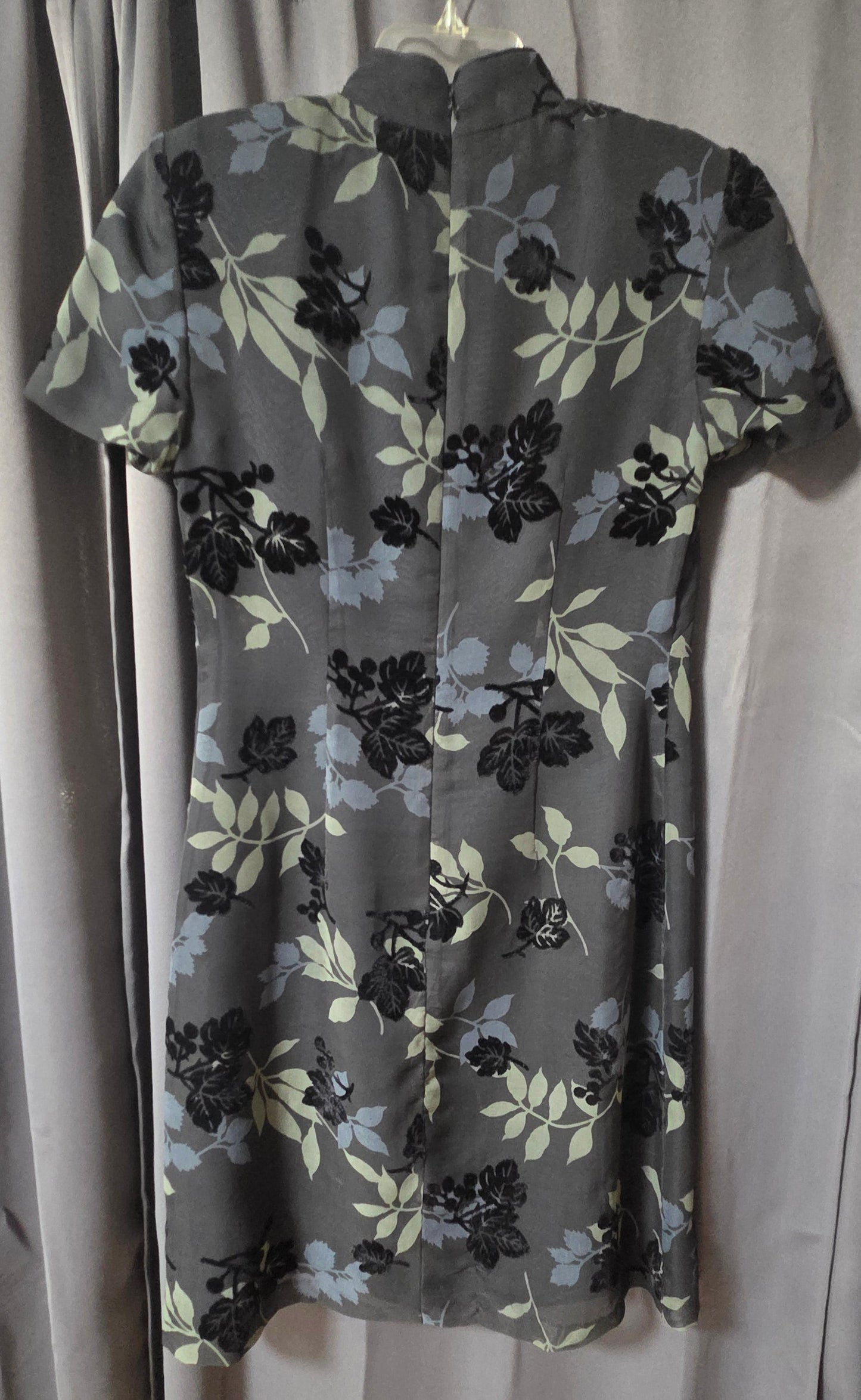 Maggy London Vintage Cheongsam Sheath Dress Mandarin Collar Velvet Flocked Size4 POS Nerds