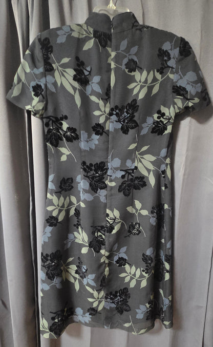 Maggy London Vintage Cheongsam Sheath Dress Mandarin Collar Velvet Flocked Size4 POS Nerds