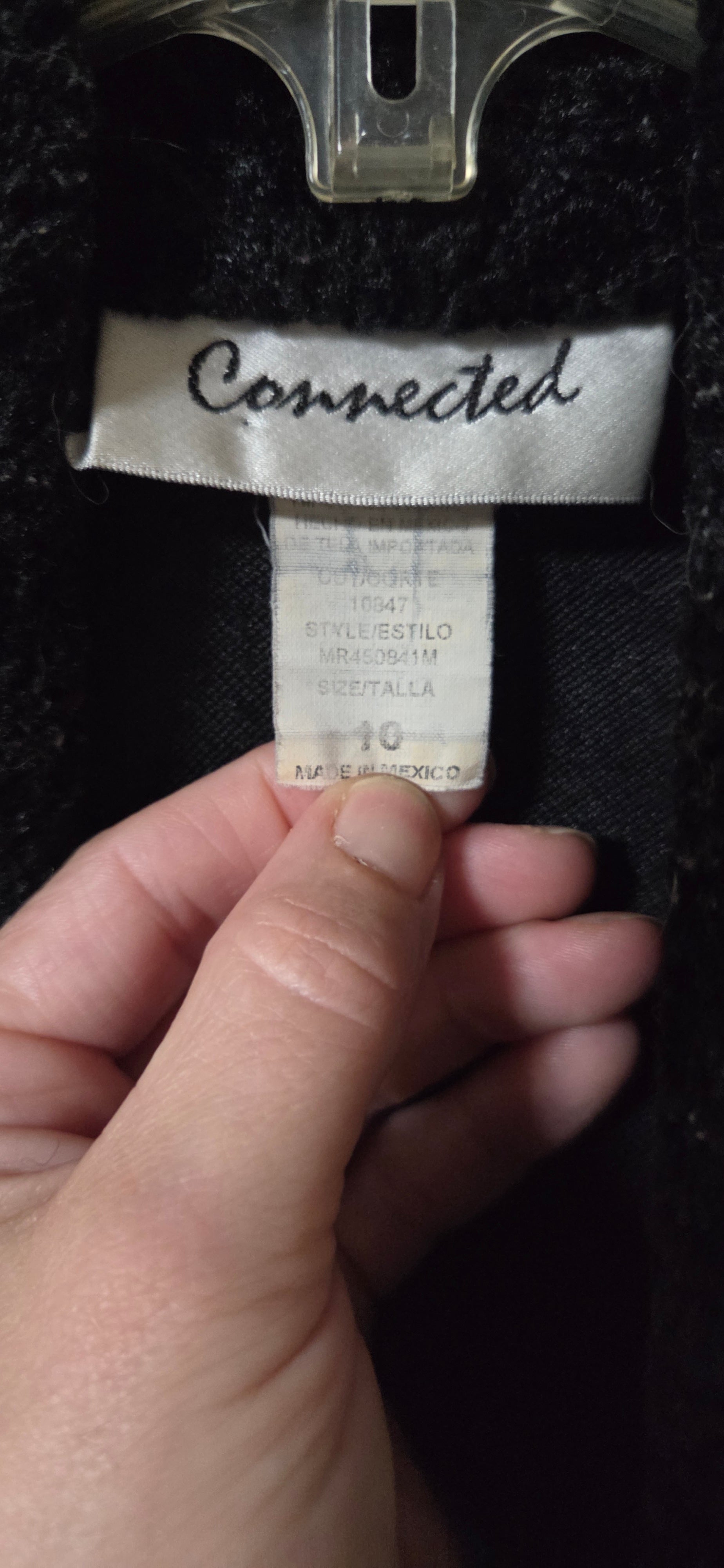 Connected~ Black Plush Chenille Open Front Shawl Collar Jacket Coat~ Size 10 POS Nerds