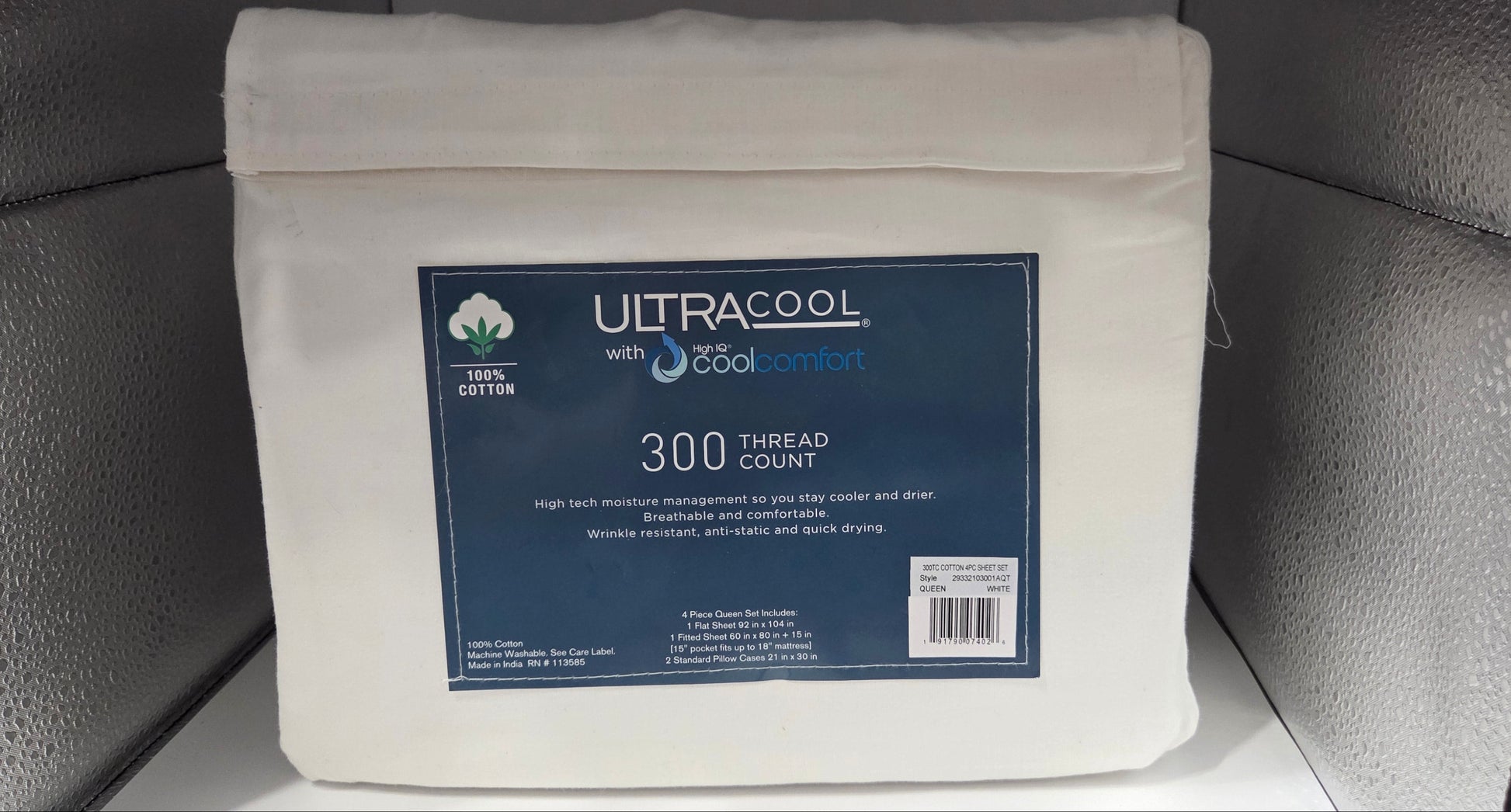 UltraCool with High IQ Cool Comfort 300 Thread Count Queen Sheet Set POS Nerds