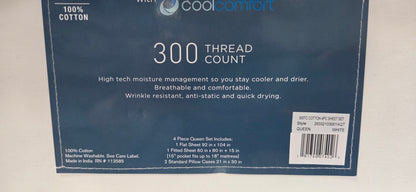 UltraCool with High IQ Cool Comfort 300 Thread Count Queen Sheet Set POS Nerds