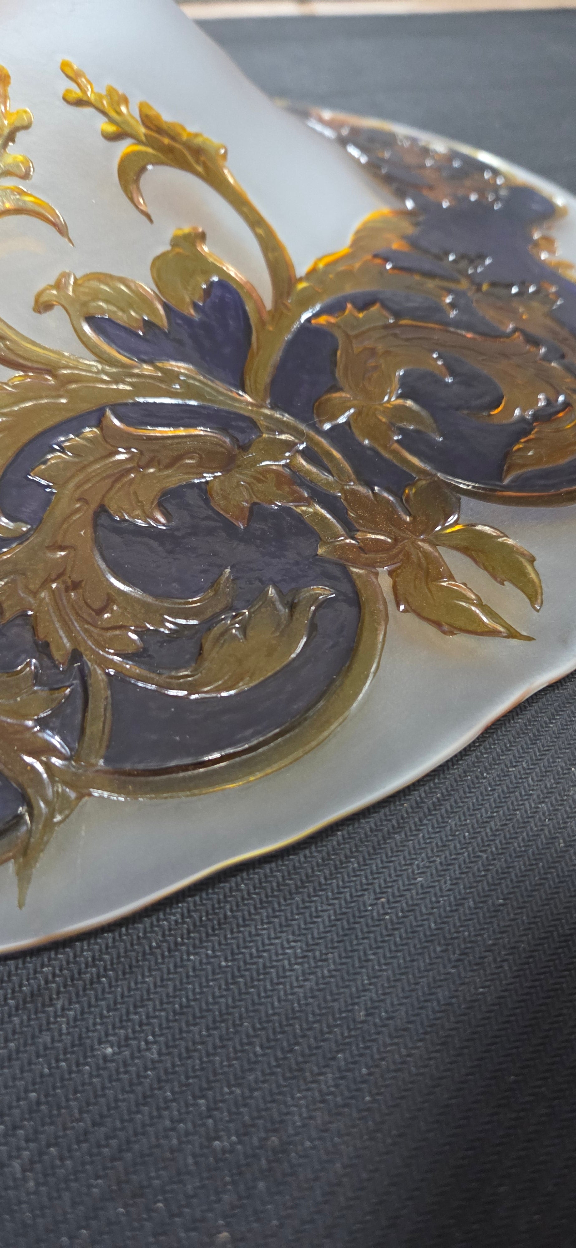 Vintage Venetian Glass Bowl Plate Cobalt Purple Gold Encrusted Rococo Scrollwork POS Nerds