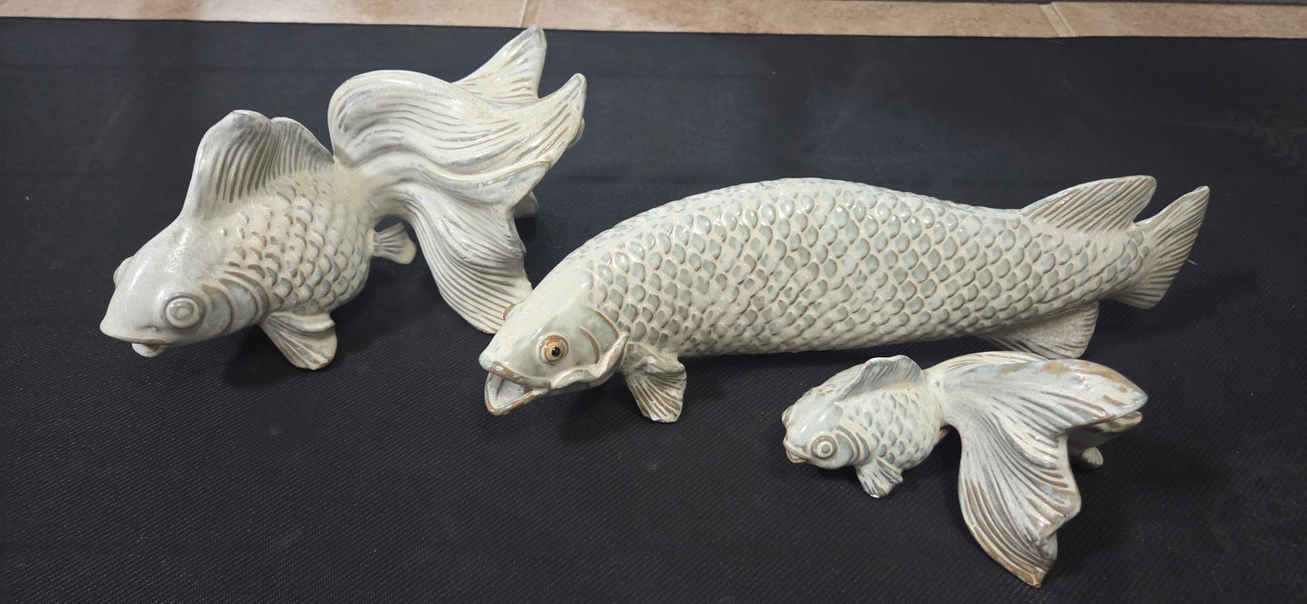 Tozai Home~ Handcrafted Ceramic Feng Shui Koi / Goldfish Figurine Set (Set of 3) POS Nerds