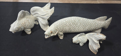 Tozai Home~ Handcrafted Ceramic Feng Shui Koi / Goldfish Figurine Set (Set of 3) POS Nerds