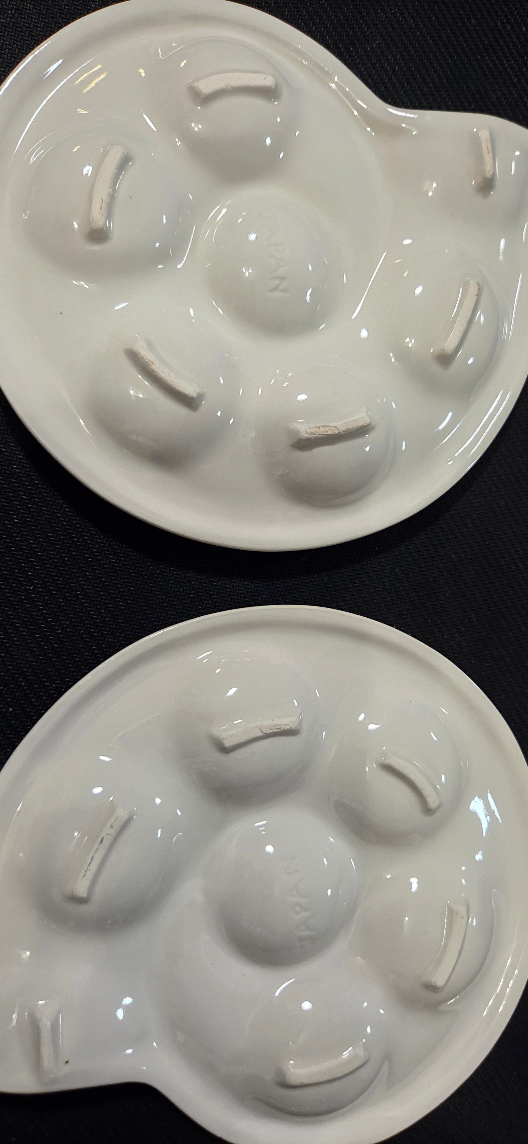 Vintage White Ceramic Escargot Dish- 6 Well Snail Shell Baking Plates- Set of 4 POS Nerds