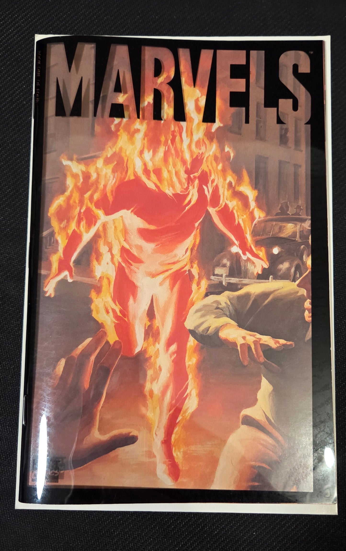Marvels #1 (1994) Alex Ross Painted Acetate Cover 1st Print Origin Human Torch POS Nerds