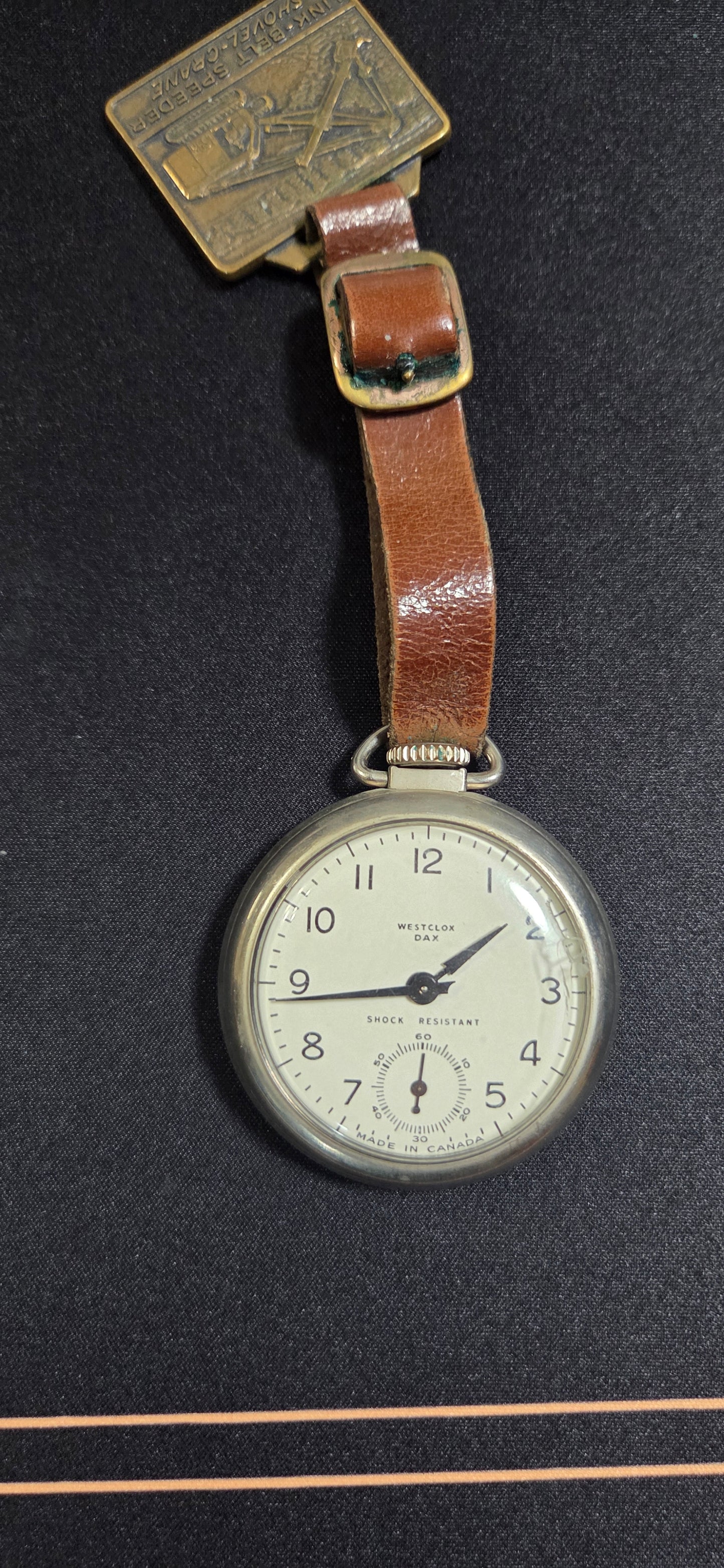 Vintage Canadian Westclox Dax Pocket Watch w/ Link-Belt Speeder Shovel Crane Fob POS Nerds