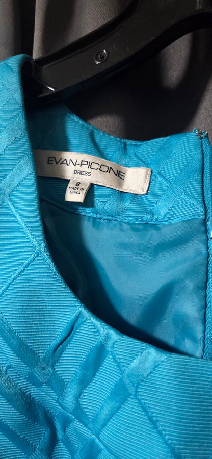 Vintage Evan-Picone Blue Textured Diamond Lattice Sheath Shift Dress-Size 8 POS Nerds