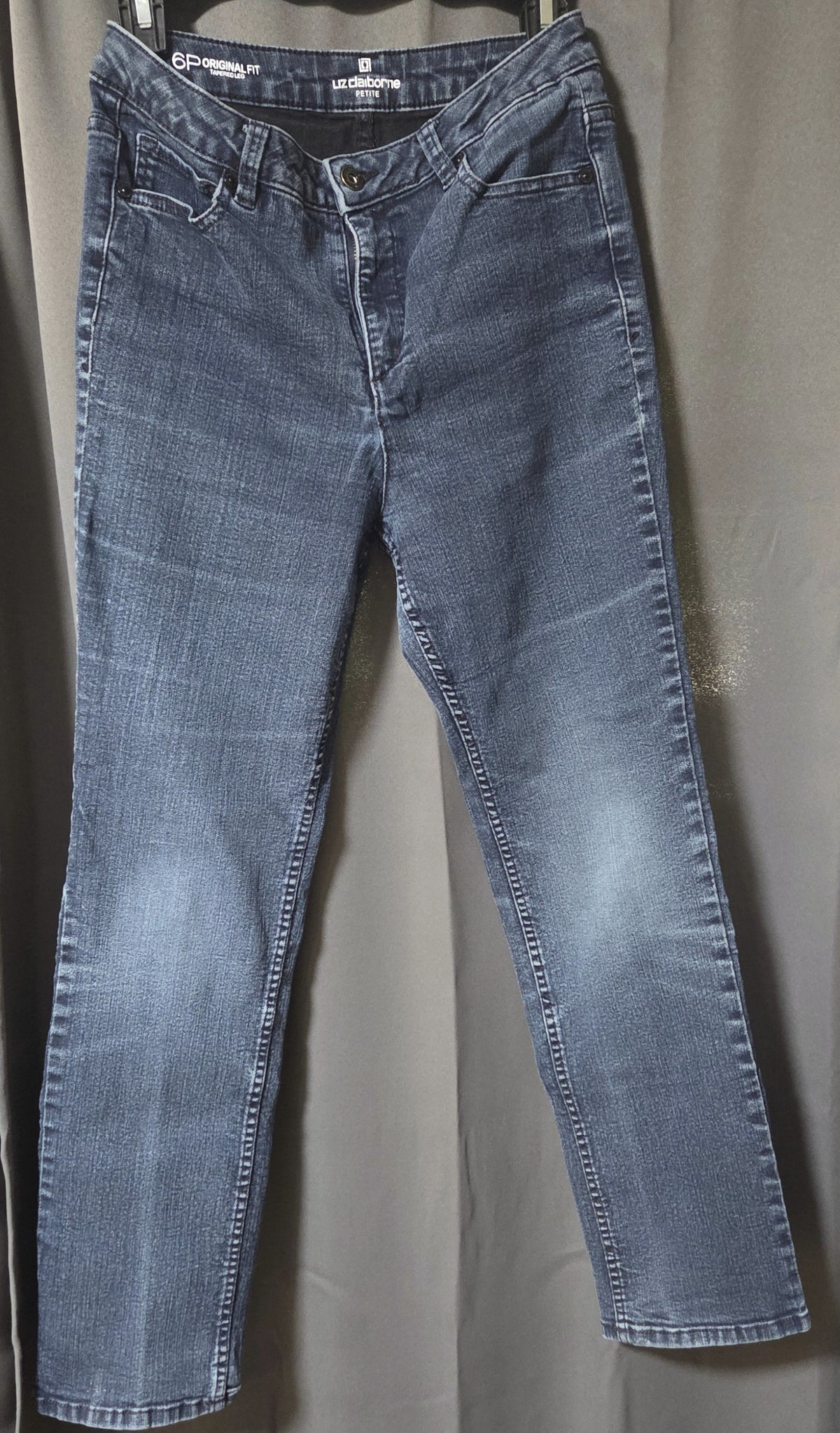 Liz Claiborne Petite Jeans Womens Original Fit Tapered Leg Blue Denim-  6P POS Nerds
