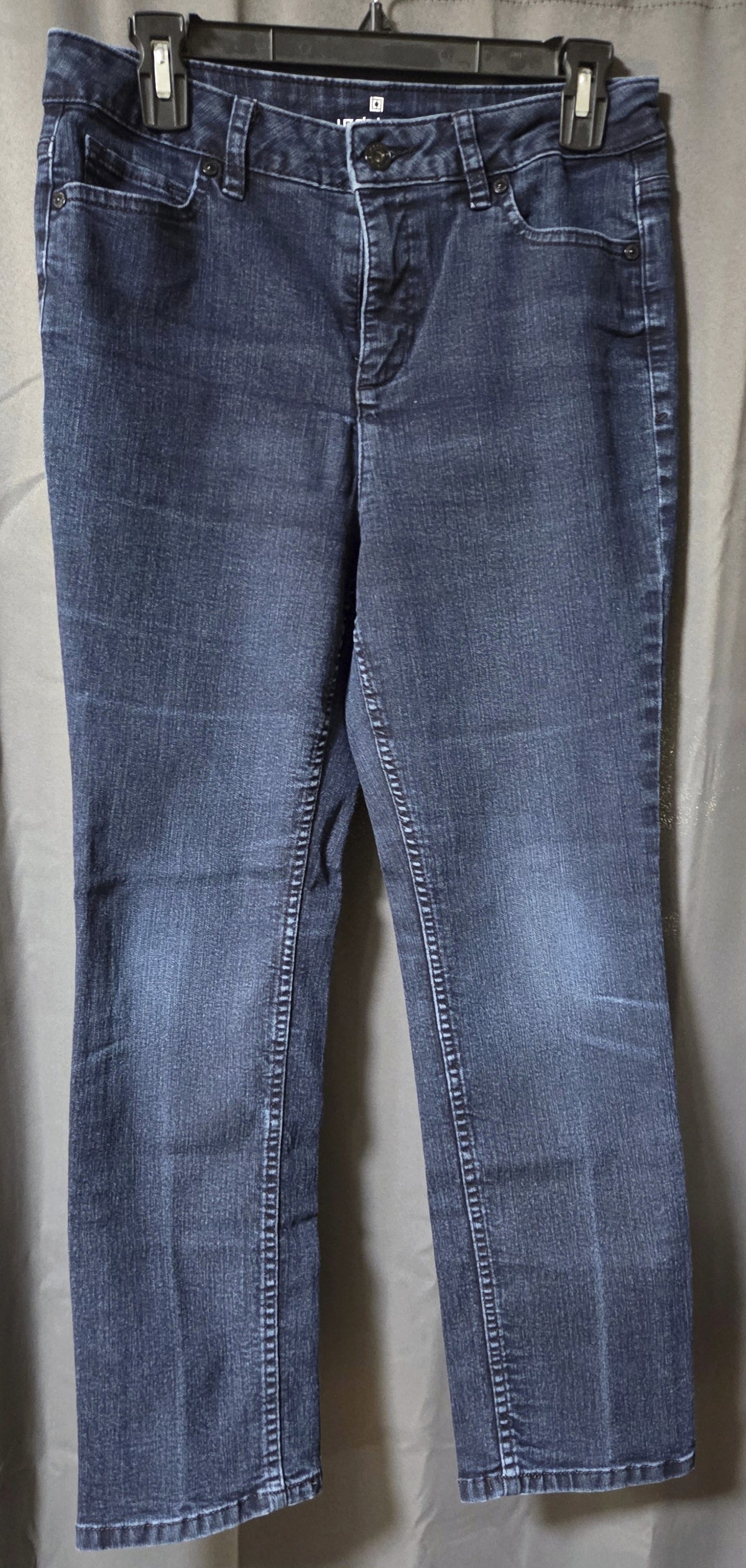 Liz Claiborne Petite Jeans Womens Original Fit Tapered Leg Blue Denim- 8PS POS Nerds