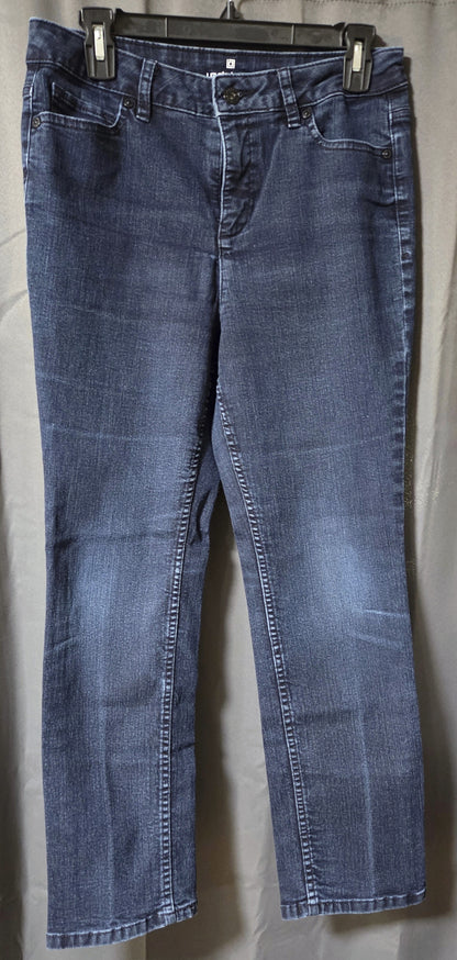 Liz Claiborne Petite Jeans Womens Original Fit Tapered Leg Blue Denim- 8PS POS Nerds