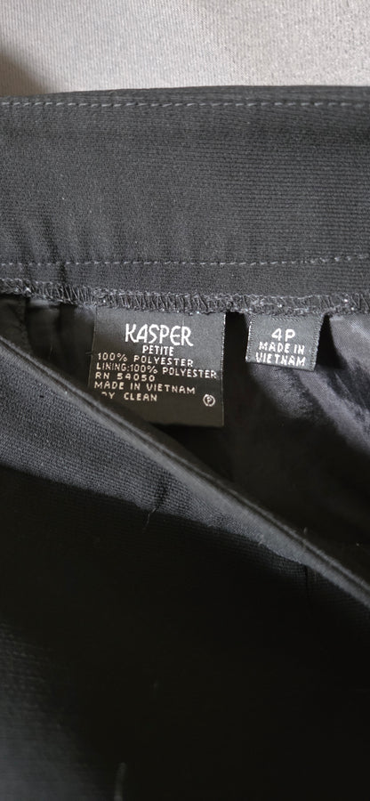 Kasper Petite Dress Pants Womens Black Straight Leg Work Office Slacks- 4P POS Nerds