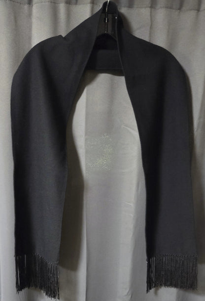 Vintage Black Evening Scarf Long Slender Beaded Fringe Stole Wrap Formal POS Nerds
