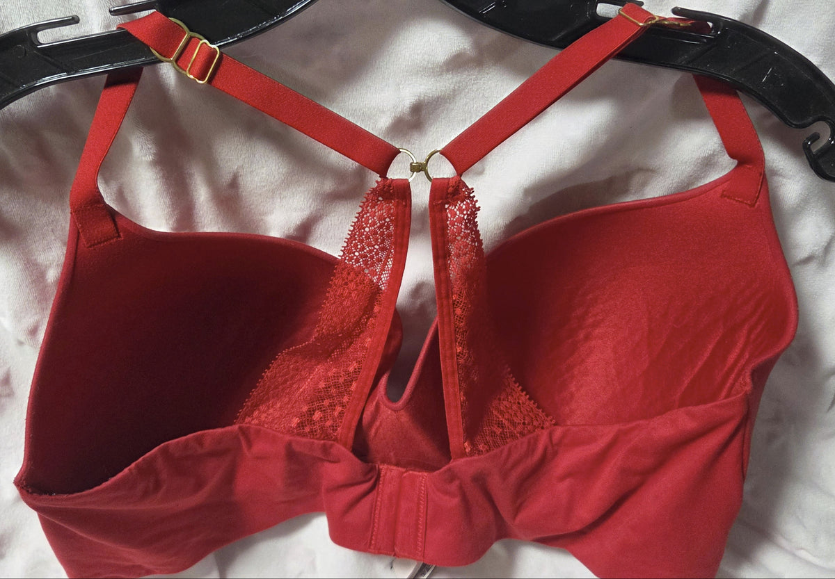VS Red Incredible Wireless Contour T-Shirt Bra Convertible Straps ~ 38DD POS Nerds