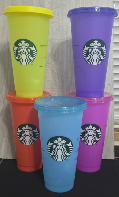 Starbucks Color Changing Reusable Cold Cups with Lids (Set of 5) POS Nerds