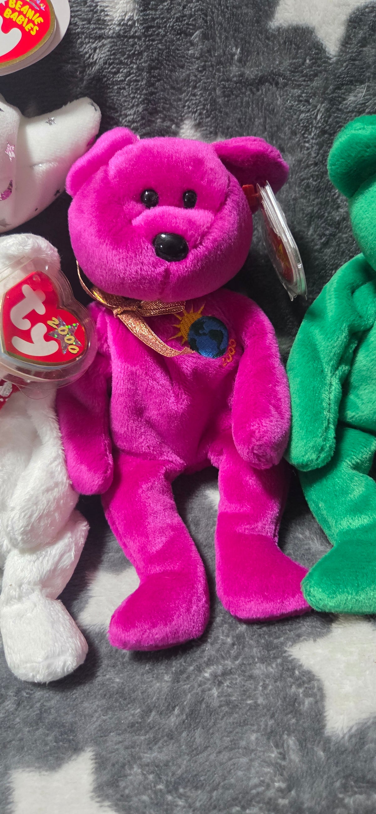 6-Vintage Ty Beanie Babies-Spooky, Princess, Peace, Millennium, Erin & 2000 Bear POS Nerds