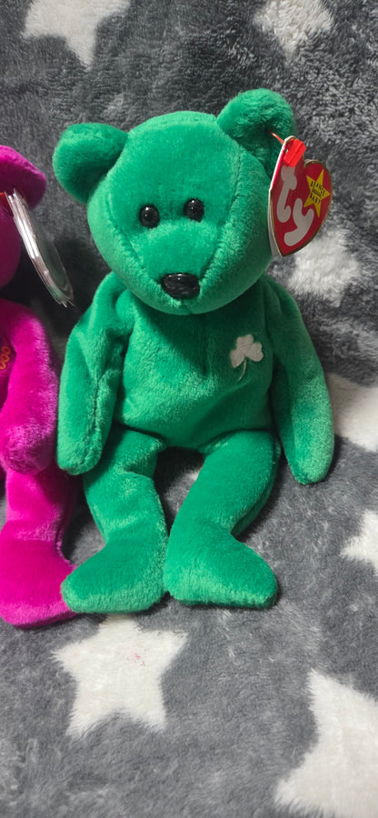 6-Vintage Ty Beanie Babies-Spooky, Princess, Peace, Millennium, Erin & 2000 Bear POS Nerds