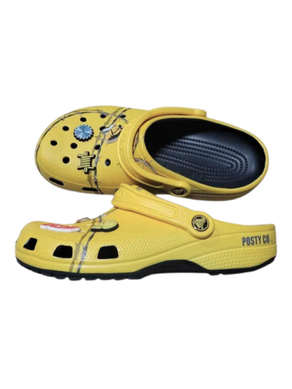 2018 Post Malone Barbed Wire Crocs Yellow Sz 7 Men ~ 9 Women X w/ Jibbitz