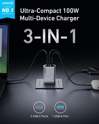 Anker Prime Charger (100W, 3 Ports, GaN) Anker
