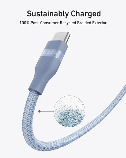 Anker USB-C to USB-C Cable (3 ft / 6 ft, 240W, Upcycled-Braided) Anker