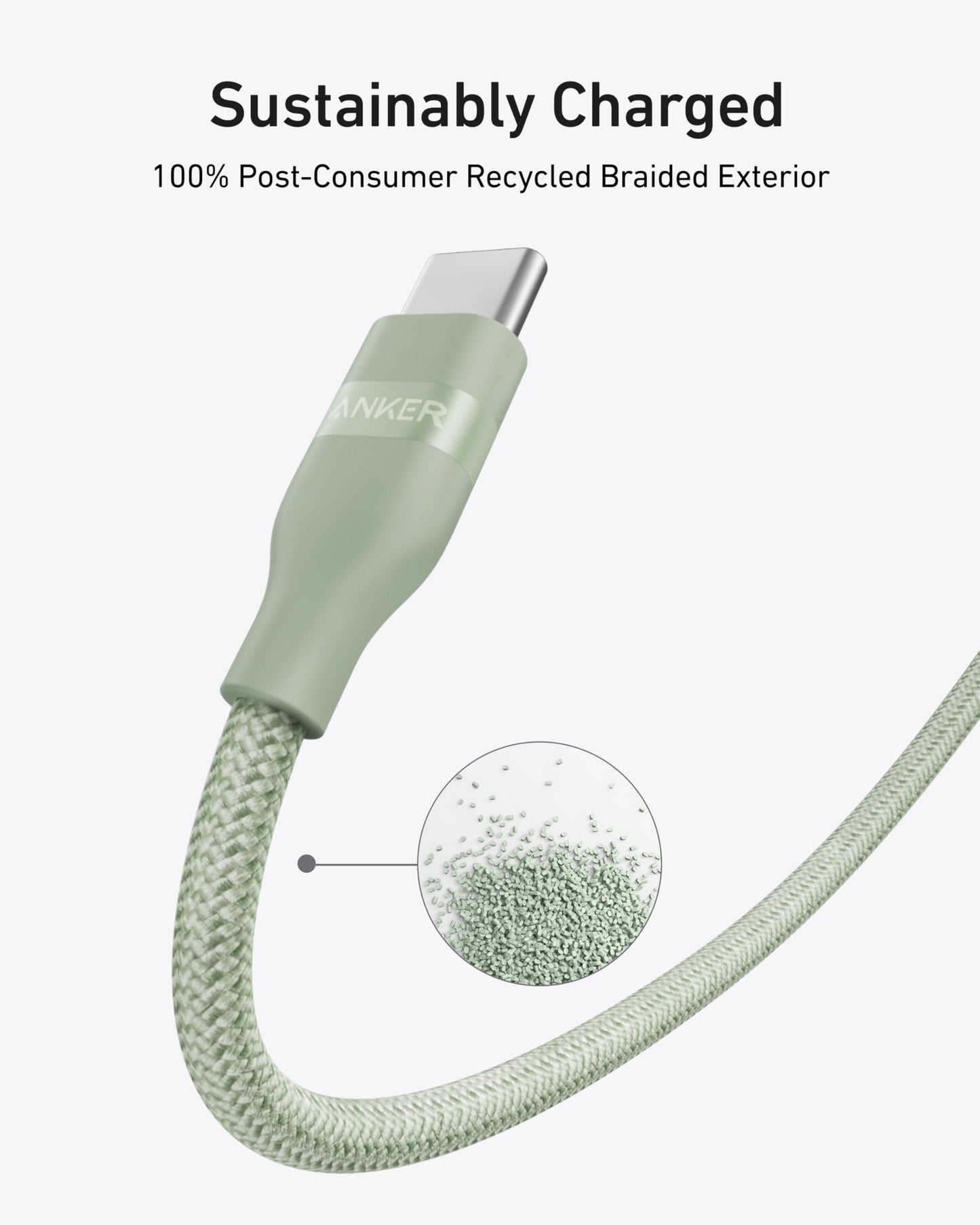 Anker USB-C to USB-C Cable (3 ft / 6 ft, 240W, Upcycled-Braided) Anker
