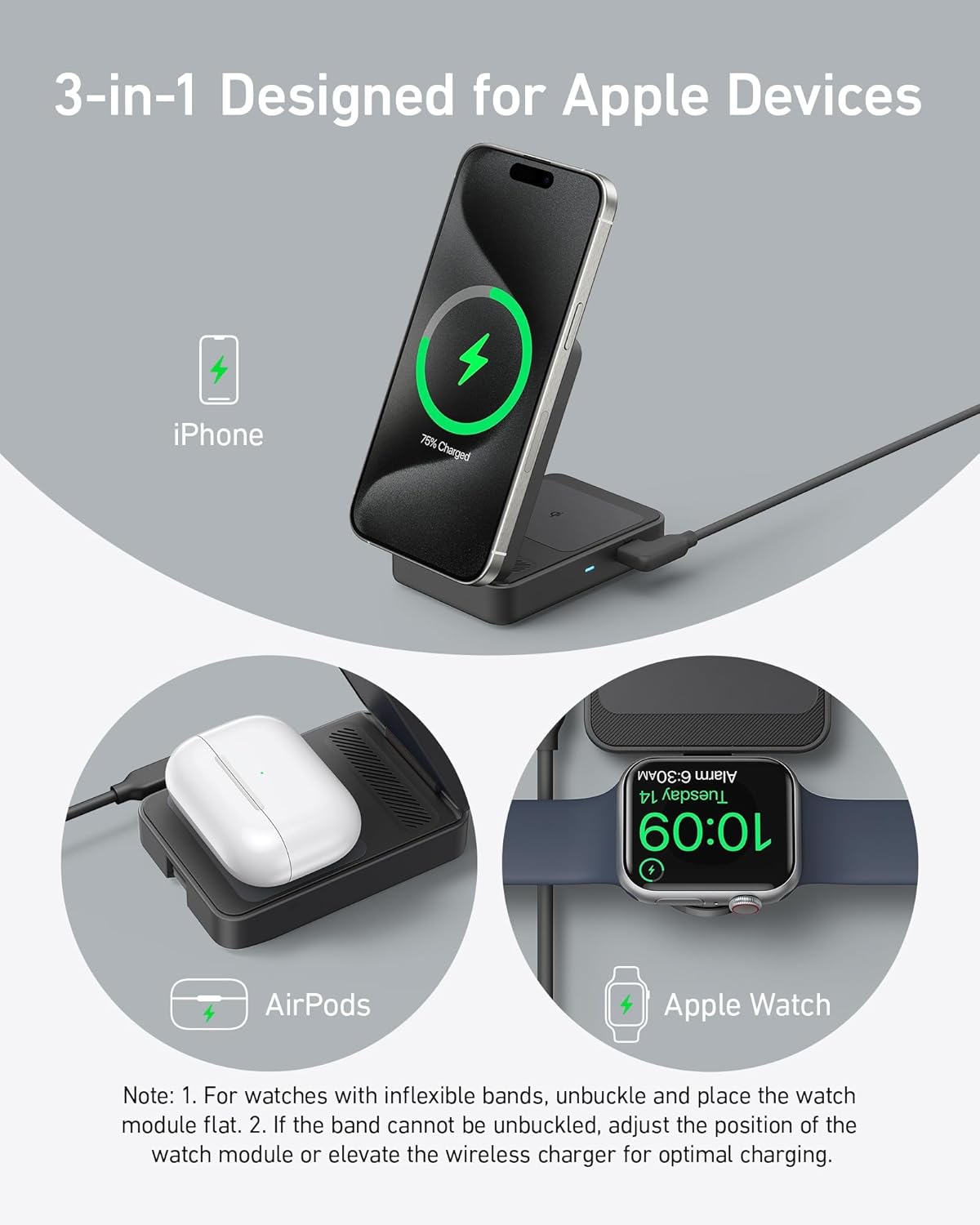 Anker MagGo Wireless Charging Station (Foldable 3-in-1) Anker